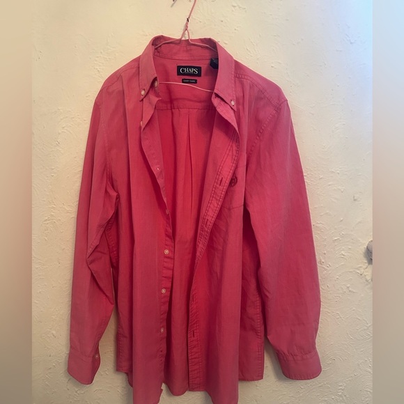 Chaps Easy Care Button-Down Shirt Men’s Medium Pink Long - Picture 1 of 2
